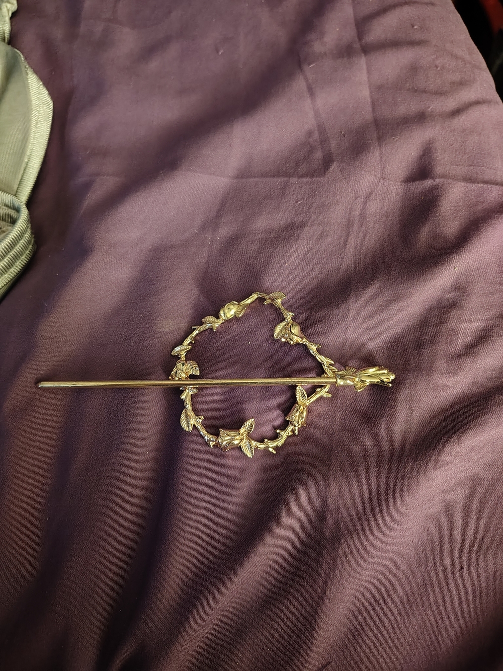 Rose Gold Leaves And Roses Circle Hair Pin Barrette for Women